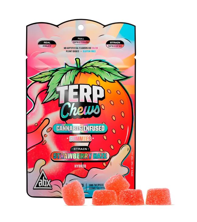 Photograph of product: STRAWBERRY HAZE GUMMIES 20 PACK 100MG