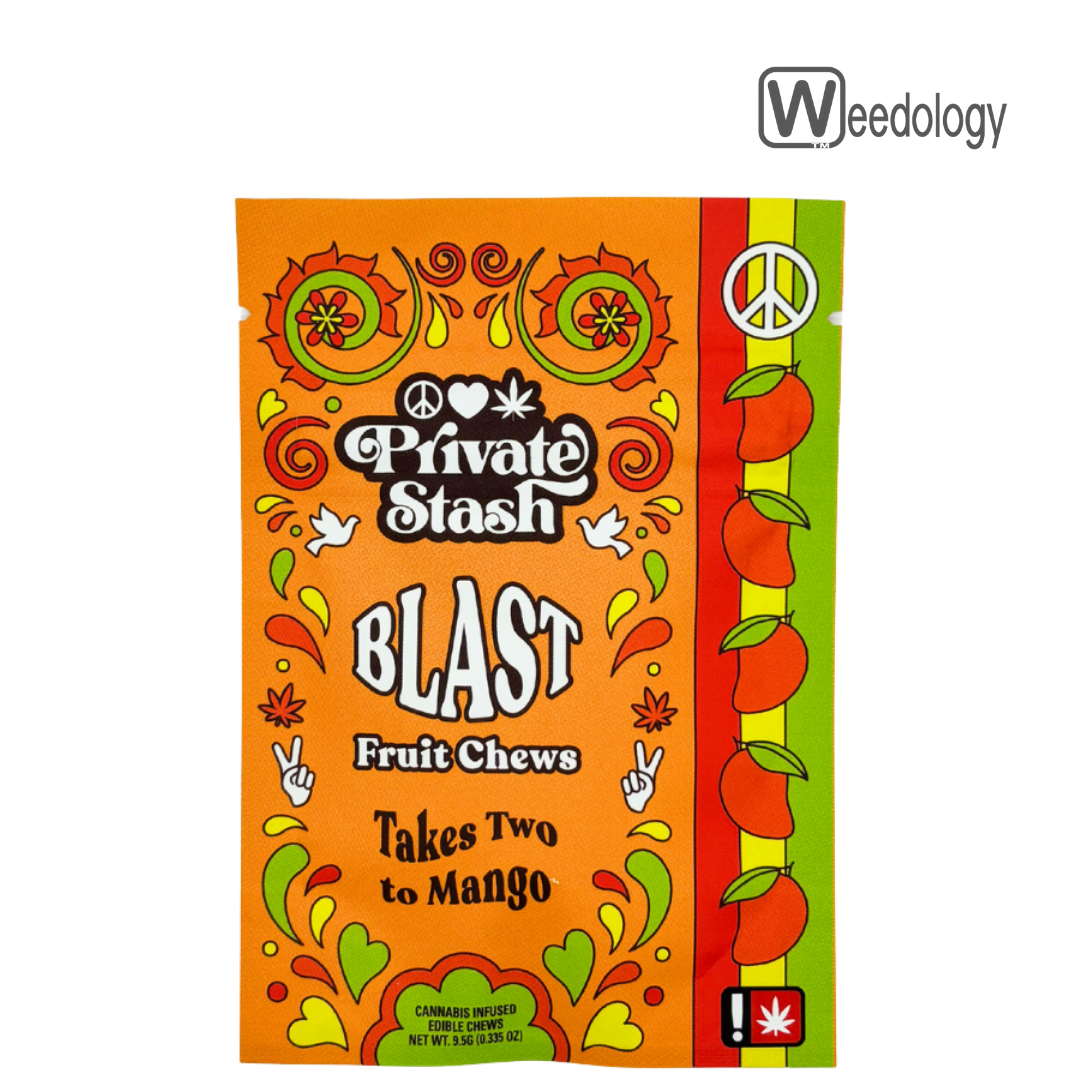 Photograph of product: Blast 2pk TAKES TWO TO MANGO 100mg Fruit Chews