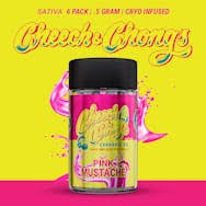 Photograph of product: Cheech & Chong | Pink Mustache | Cryo Infused Pre-roll Pack x 6 (3g) | Oui'd