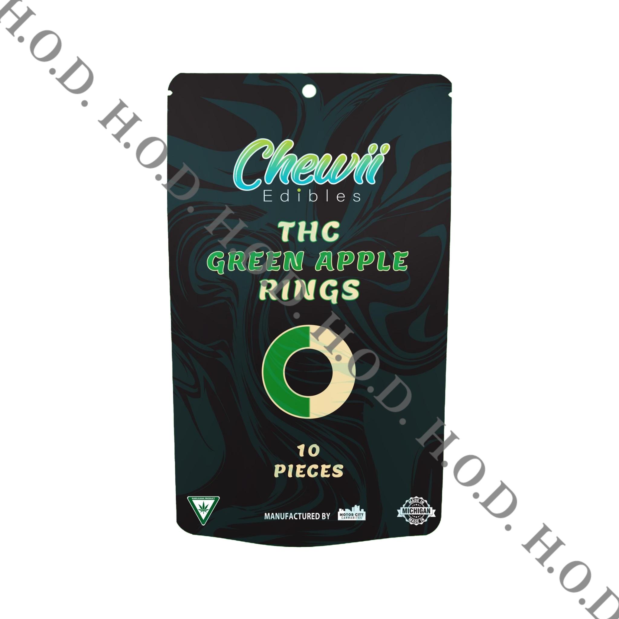 Photograph of product: Chewii Green Apple Ring Gummies 200mg