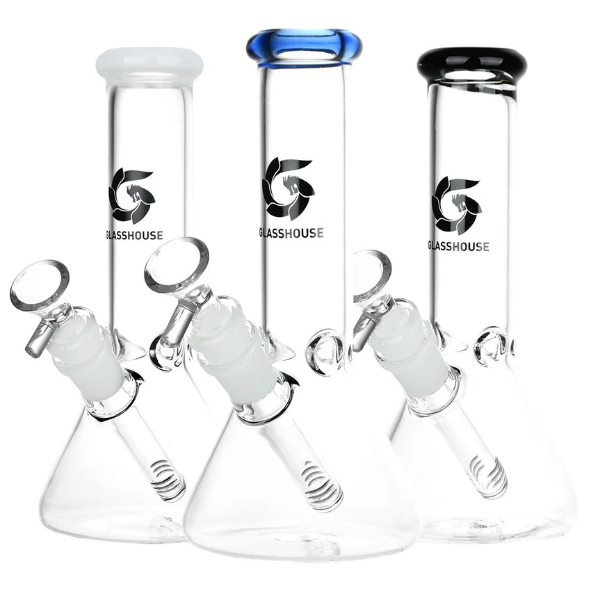 Photograph of product: Glass House Pinched Beaker Glass Water Pipe | 7.75"