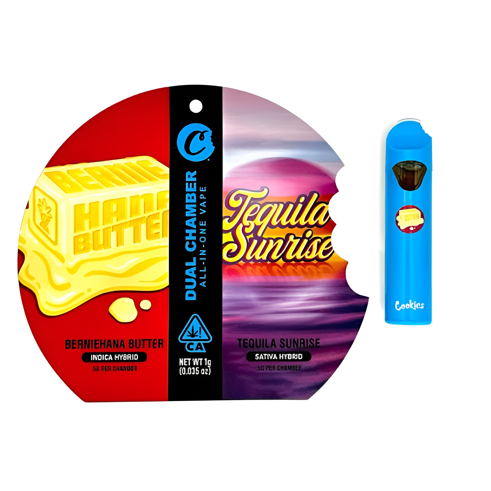 Photograph of product: Cookies 2g Disposable (3-in-1 Dual Terp Chamber)- Berniehana Butter + Tequila Sunrise