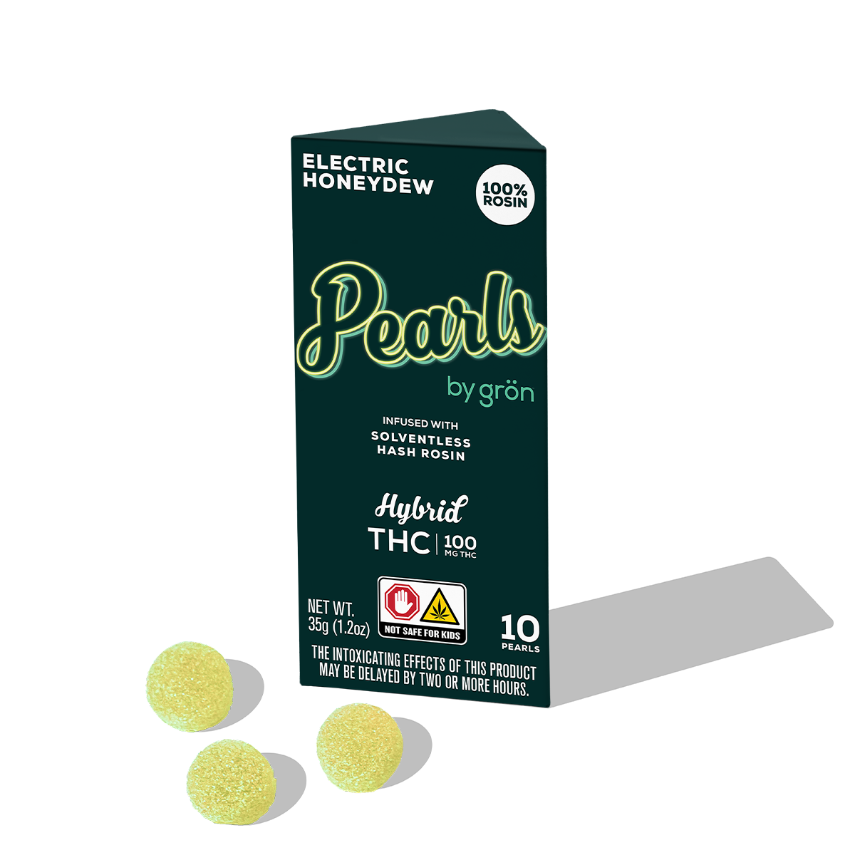 Photograph of product: Electric Honeydew Rosin Pearls | 10 x 10mg