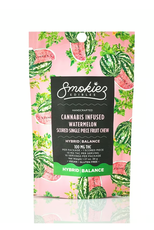 Photograph of product: Sour Watermelon- Smokiez Gummies (10PK) - 93.59mg - 406 Farmacy