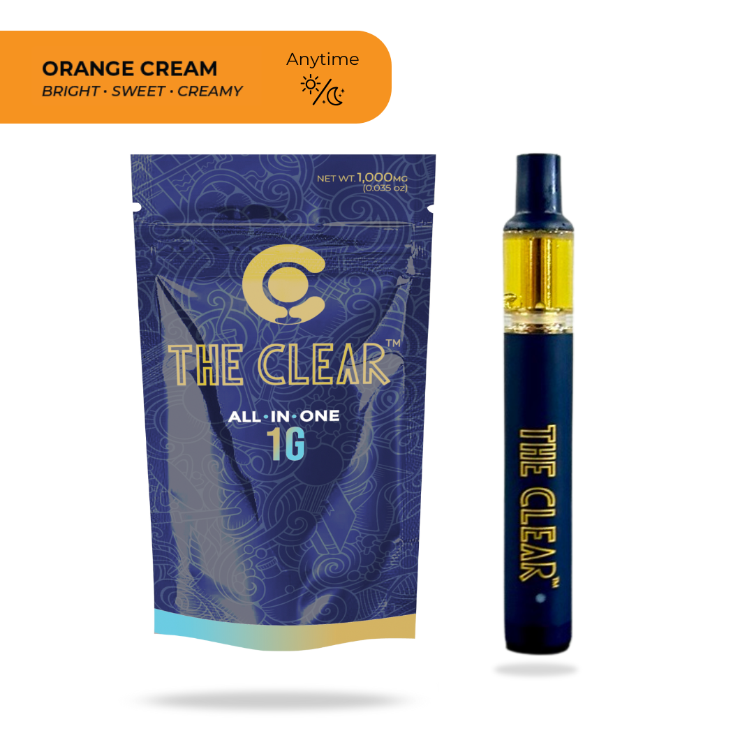 Photograph of product: The Clear Elite - Vape Cart - AIO - Orange Cream - Hybrid - 1G