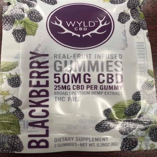 Photograph of product: WYLD Blackberry 25mg CBD Gummy x 2 - 