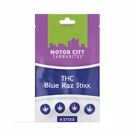 Photograph of product: Motor City Cannabites | Blue Razz Stixx | 200MG