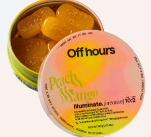 Photograph of product: Peach Mango (H) Illuminated | Off Hours | 10 Pack Gummies (100mg)