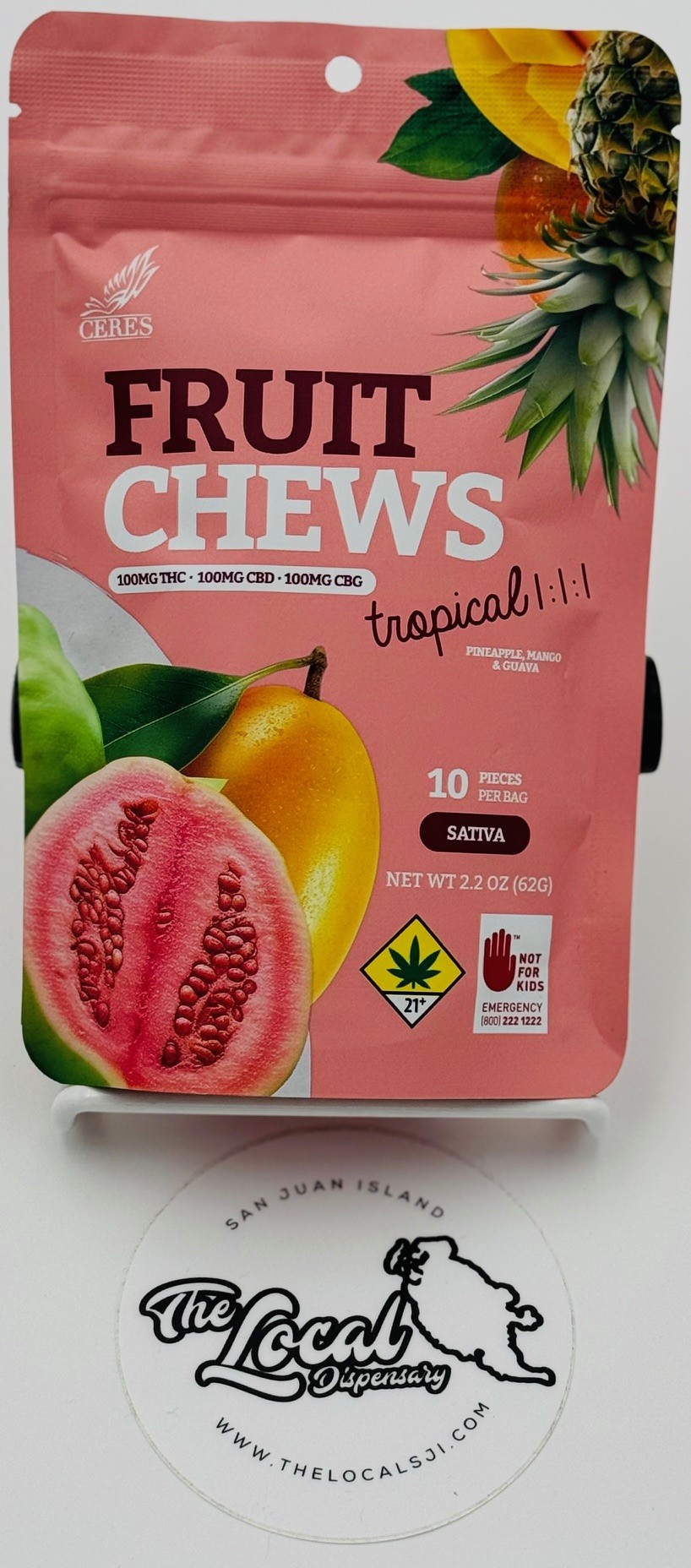 Photograph of product: Tropical Fruit Chews 1:1:1 TH-oui|CBD|CBG - Oui'd 10pk