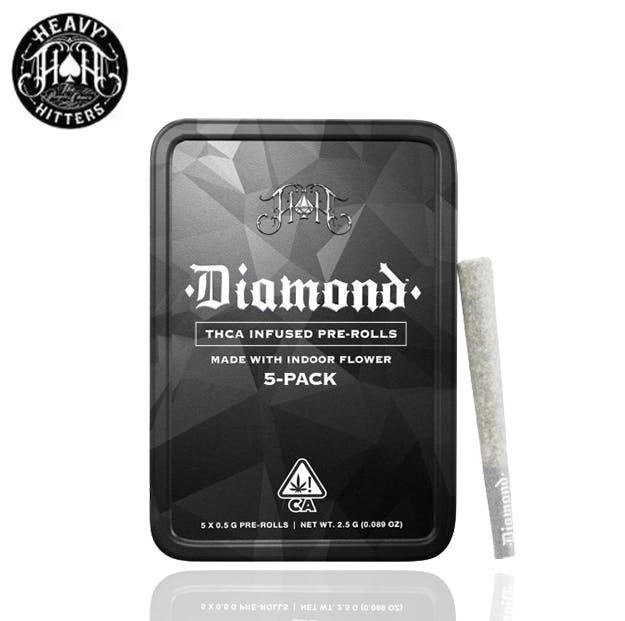 Photograph of product: Heavy Hitters - J1 - Diamond Infused Pre-Rolls (5 Pack) - 2.5g - 5 Pack
