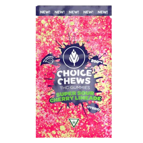 Photograph of product: 200mg Super Sour Cherry Limeade Hybrid Gummies - Choice Chews