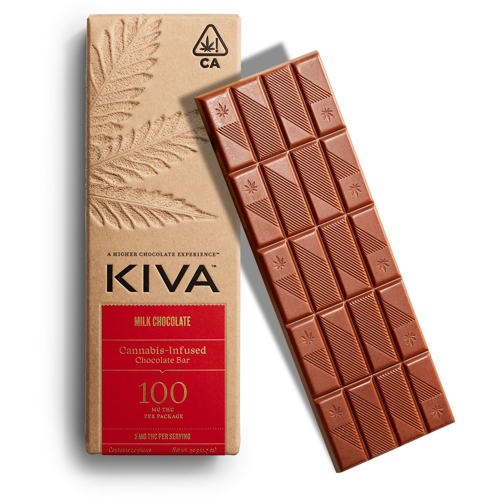 Photograph of product: Kiva Chocolate Bar 100mg- Milk Chocolate