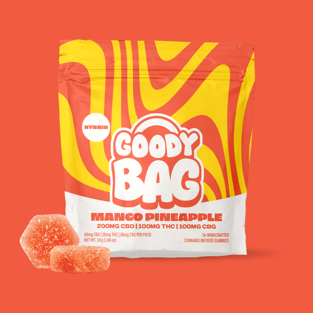 Photograph of product: Goody Bag Mango Pineapple (H) 2:1:1 CBD:TH-oui:CBG Gummies 20mg 5pk