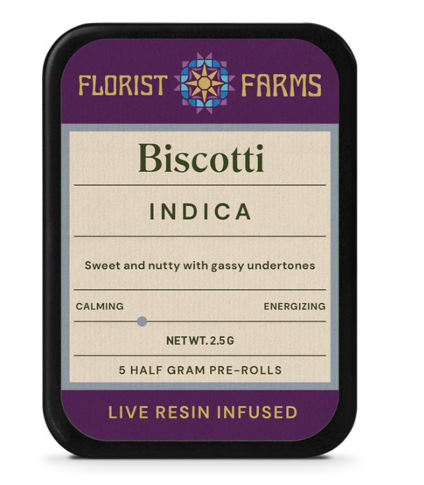 Photograph of product: Florist Farms - Biscotti Infused Pre-rolls 5pk