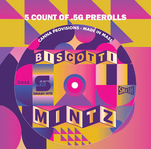 Photograph of product: Smash Hits | Biscotti Mintz | .5g Pre-Roll | 5-Pack  (TAX INCLUDED)