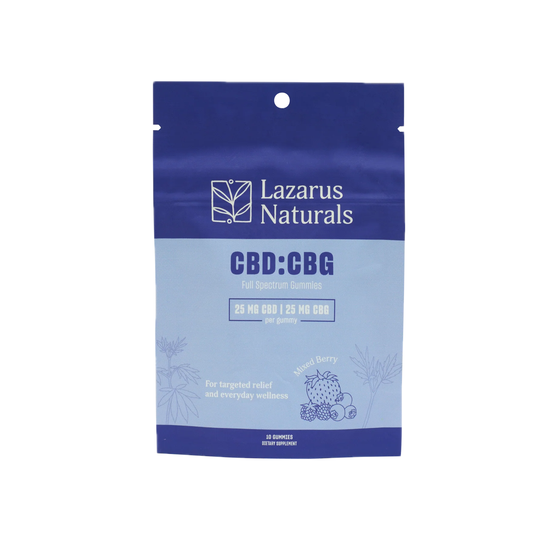 Photograph of product: Mixed Berry CBD+CBG 10 Pack Gummies 250mg CBD : 250MG CBG By Lazarus Naturals