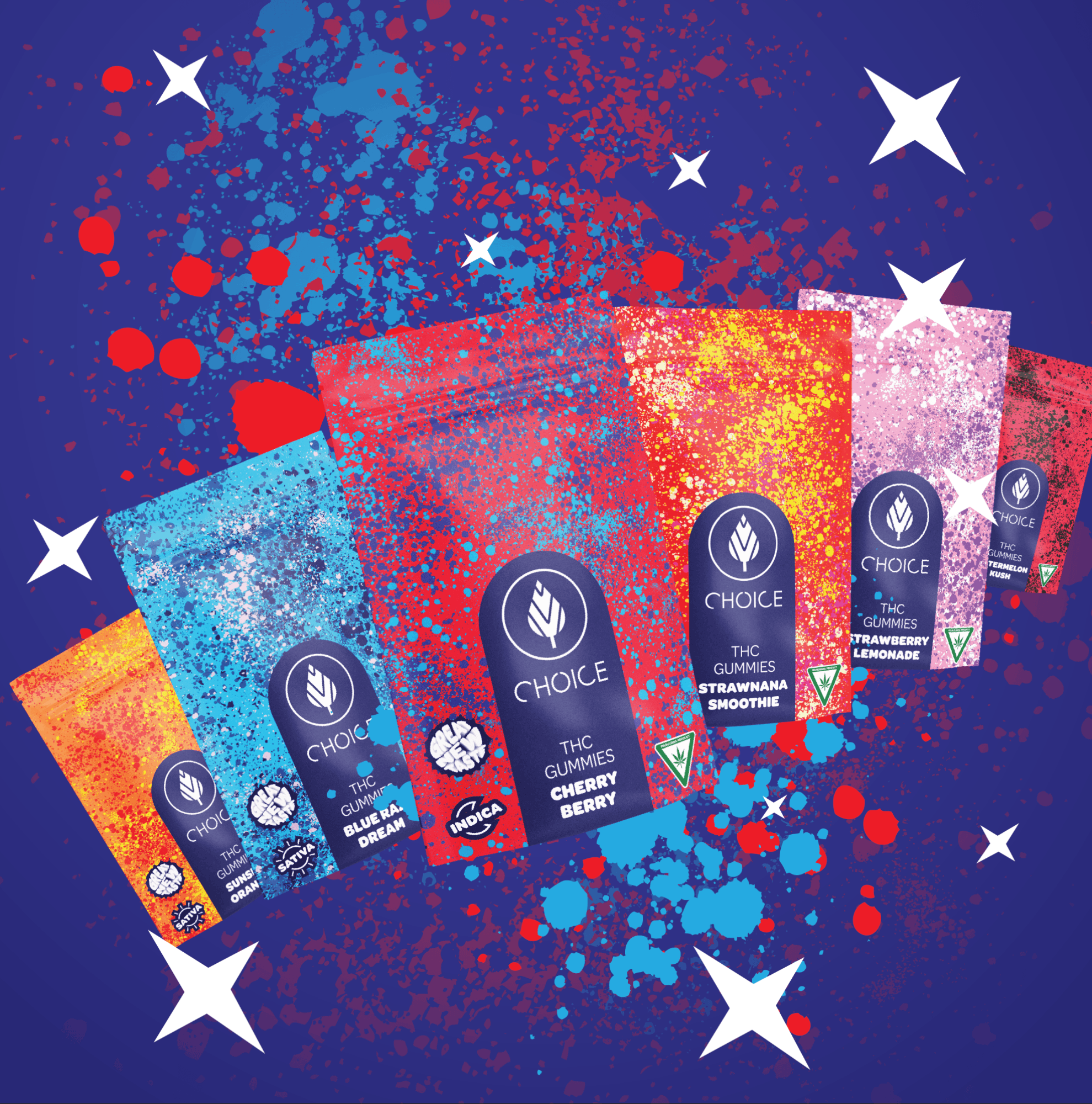 Photograph of product: Choice Red Razz Haze(Oui'd) 200mg Chews