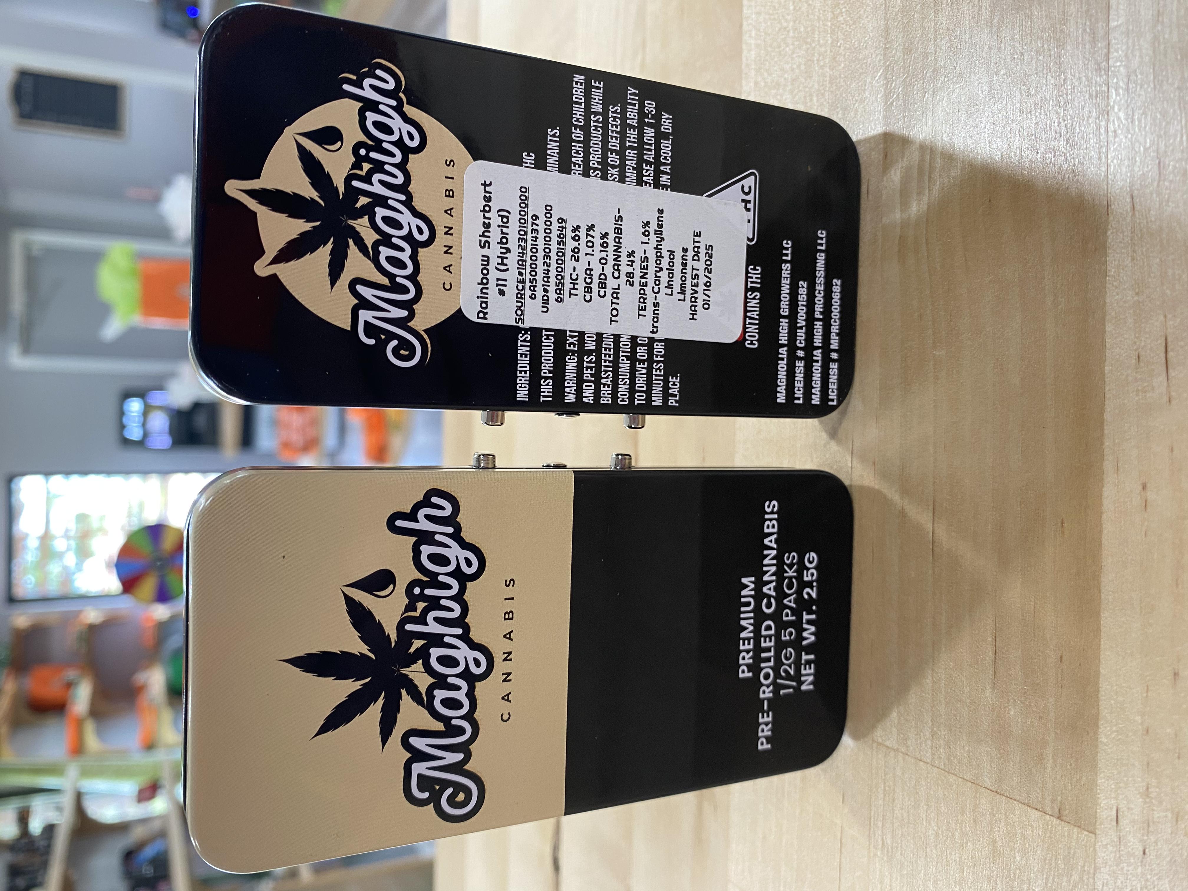 Photograph of product: MagHigh Rainbow Sherbert #11 (H) Pre Roll- 5pk - 2.5g