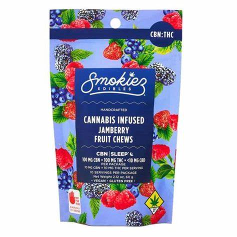 Photograph of product: Smokiez Sweet Jamberry 1:1 (TH-oui:CBN) Gummies 5mg 20pc