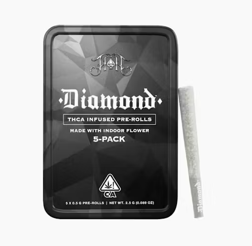 Photograph of product: Heavy Hitters x CAM Cherry Fritter Hybrid Diamond Infused Prerolls 5pk 2.5g