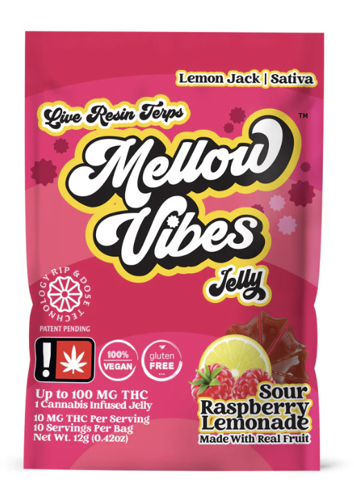 Photograph of product: Mellow Vibes | 100mg Jelly | Raspberry Lemonade