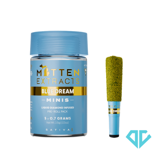 Photograph of product: Mitten Extracts Blue Dream Infused Pre-Rolls .7g 5 Pack