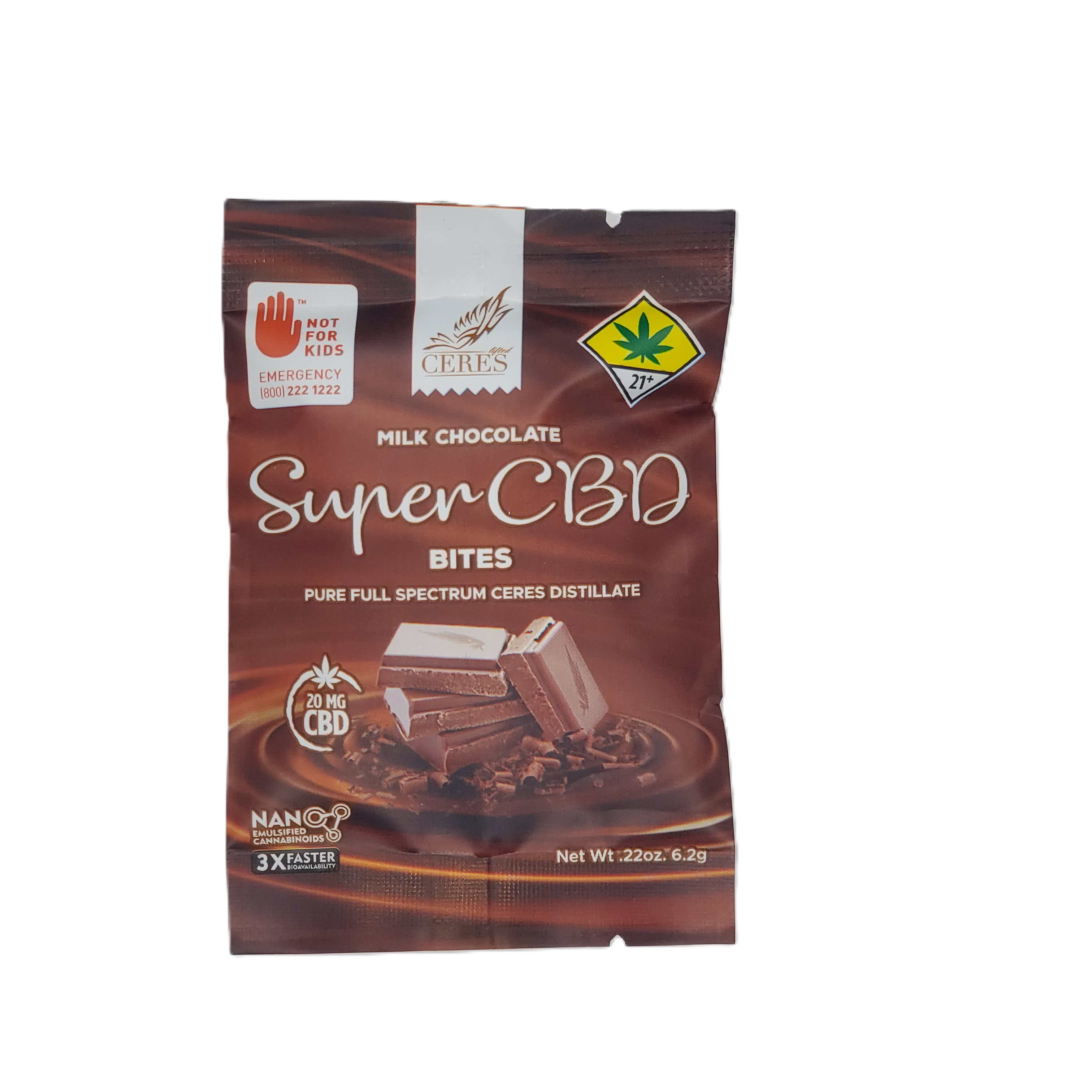 Photograph of product: Ceres Chocobites Super CBD single