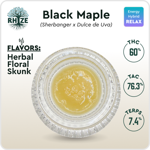 Photograph of product: Rhize Oui'd Company | Black Maple | Live Rosin | Concentrate
