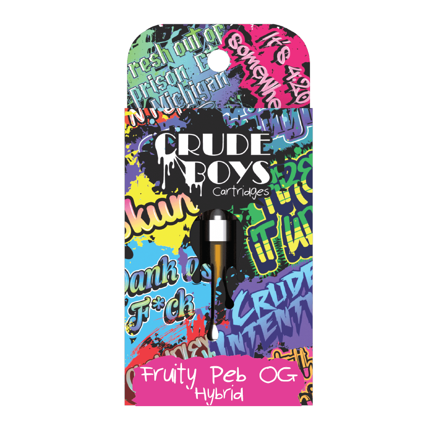 Photograph of product: Crude Boys | 1g Hybrid Cart | Fruity Peb OG