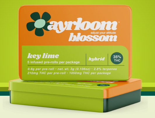 Photograph of product: Ayrloom | Key Lime | Distillate Infused Preroll | 5pk