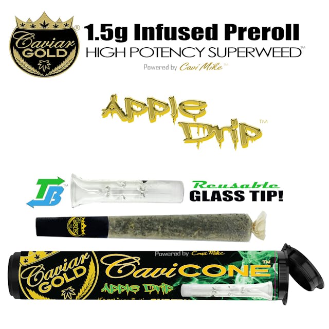 Photograph of product: Apple Drip | Cavi Cone | 1.5g Infused Preroll