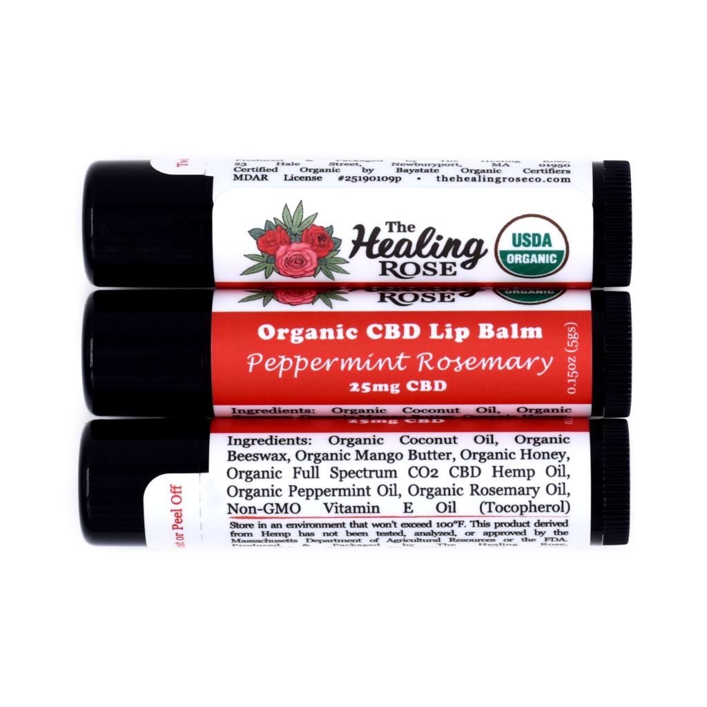 Photograph of product: Peppermint Rosemary CBD Lip Balm | 25mg - The Healing Rose