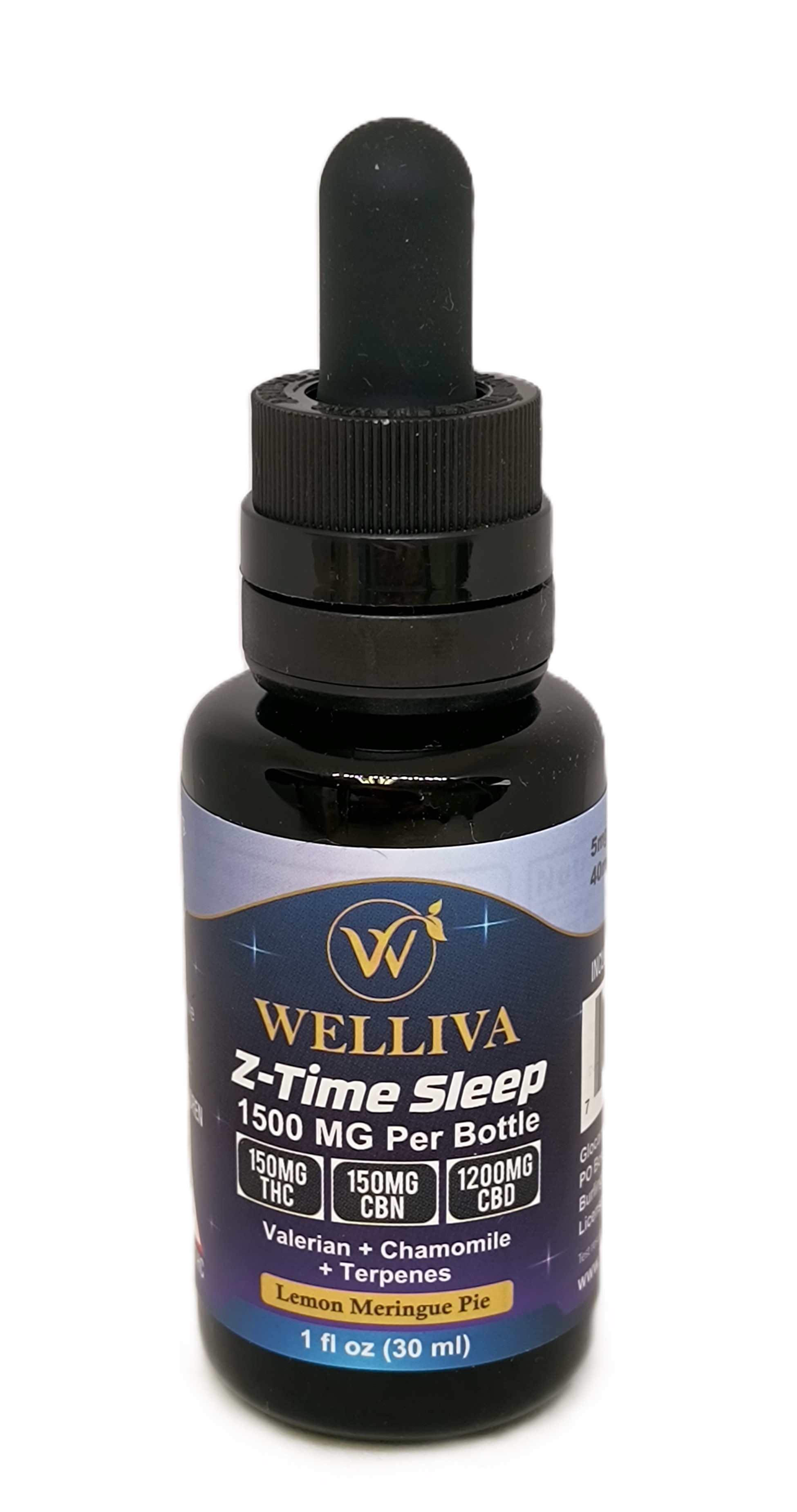 Photograph of Product: Z-Time Sleep Tincture | 150mg THC: 150 MG CBN : 1200 MG CBD | Welliva