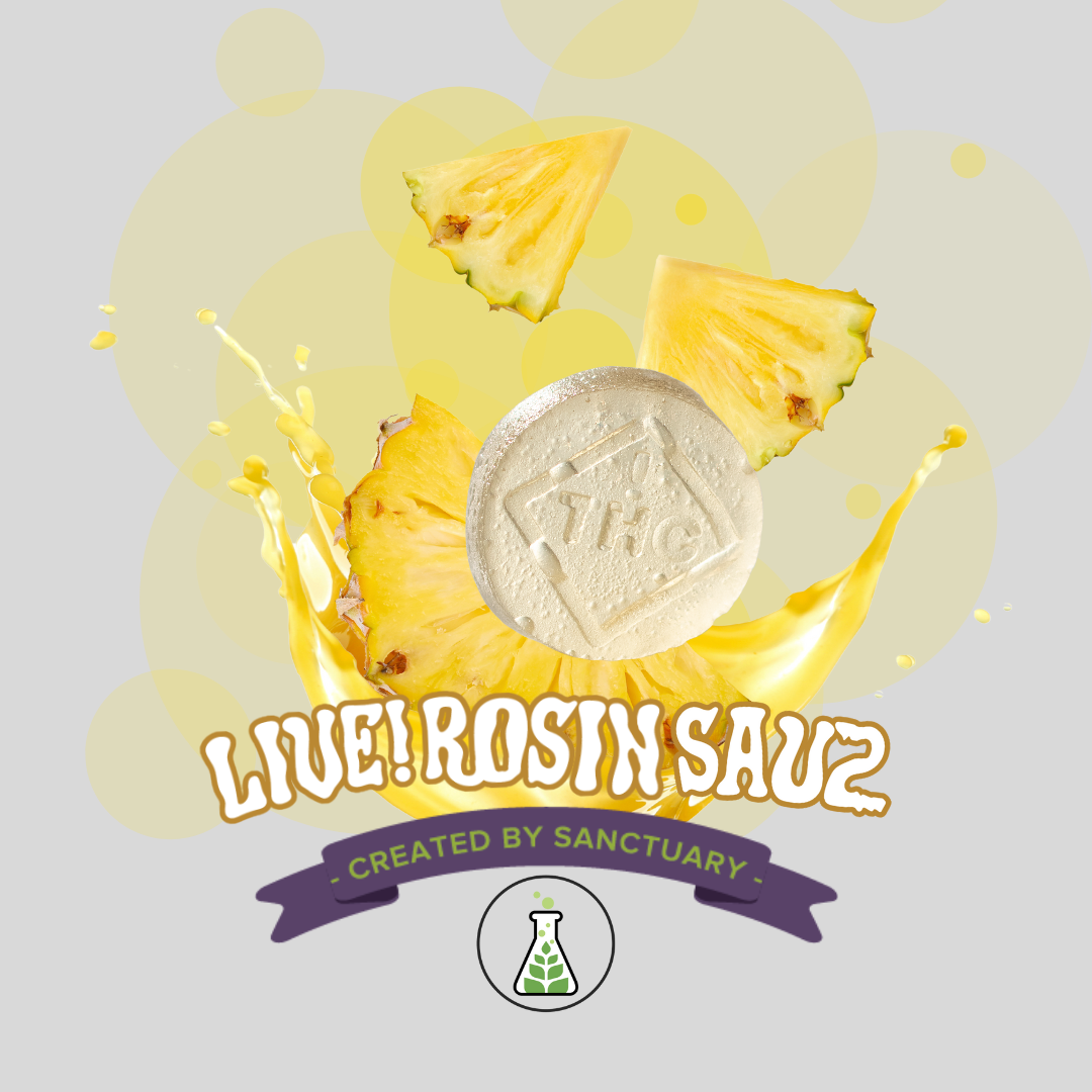 Photograph of product: Live Rosin Sauz Pineapple Chews 100mg 10pk