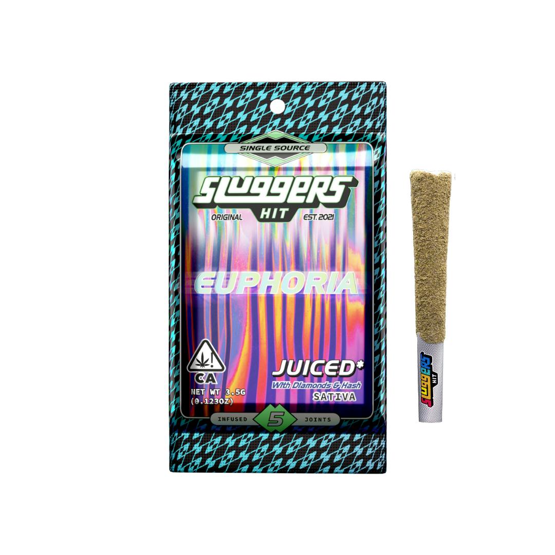 Photograph of product: 5-Pack Euphoria (Oui'd) Sluggers Diamond & au chocolat Infused Pre-rolls 0.7g/3.5g TH-oui:35% $39