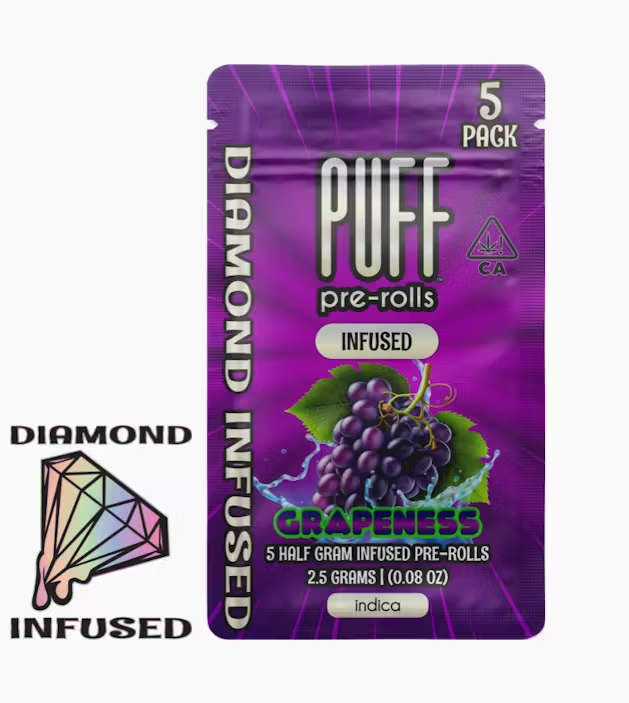 Photograph of product: PUFF | GRAPENESS-DIAMOND INFUSED 5PK-2.5G