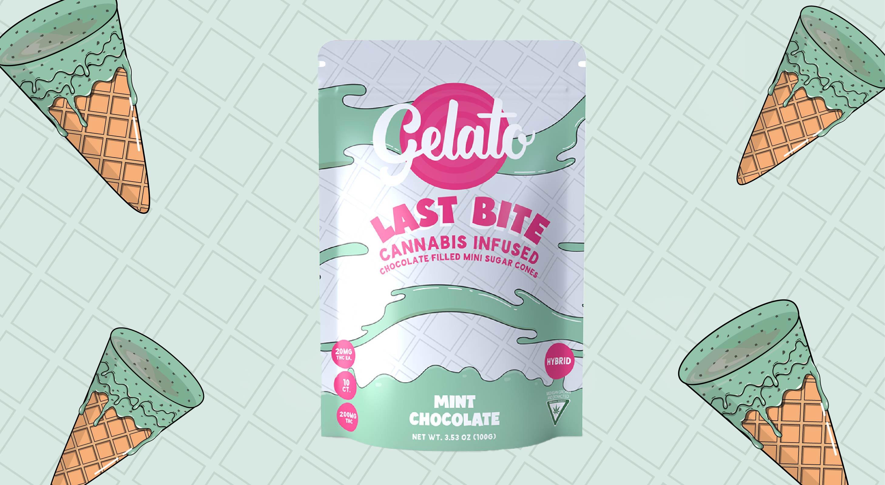 Photograph of product: Mint Chocolate Last Bite Chocolate Filled Mini Sugar Cones | Gelato | 200mg (2/$25)