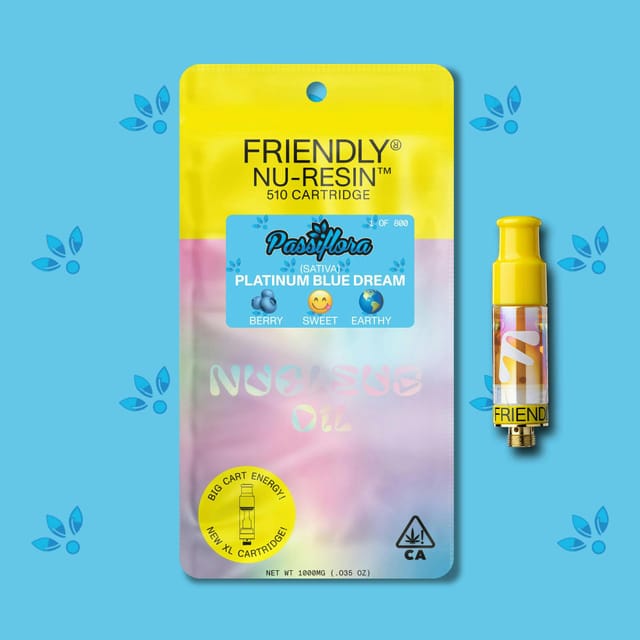 Photograph of product: FRIENDLY x Passiflora - Platinum Blue Dream Cart 1g Cured Resin - 