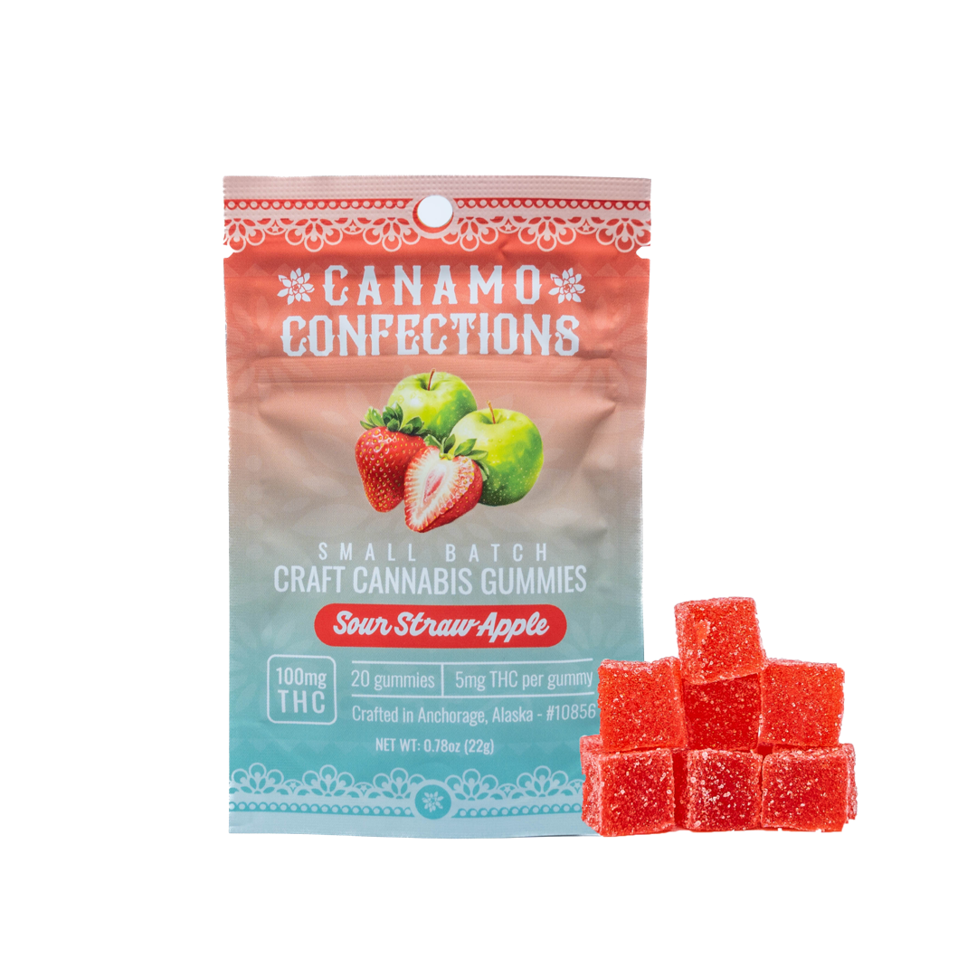 Photograph of product: Sour StrawApple Gummies | 100mg | 20pk | H