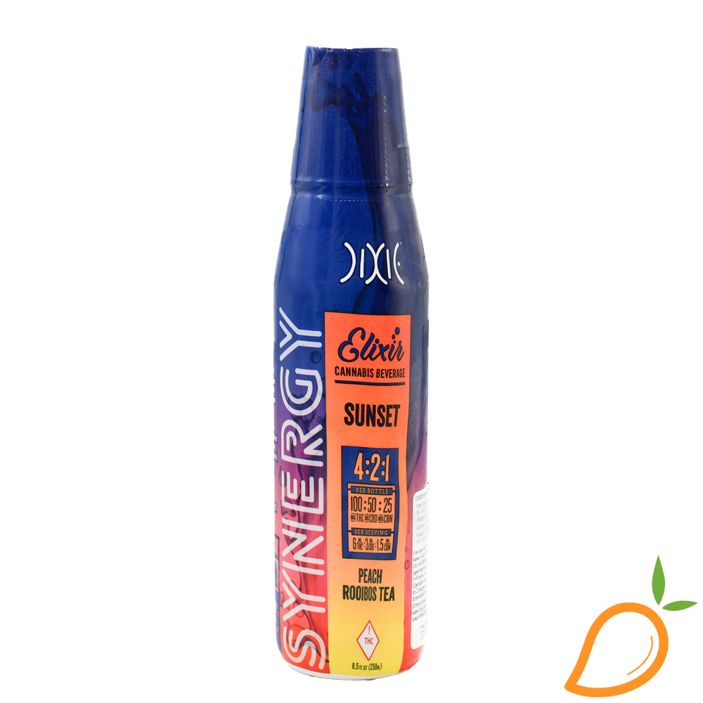 Photograph of product: 100mg 4:2:1 TH-oui/CBD/CBN Synergy Sunset Peach Rooibos Elixir Dixie