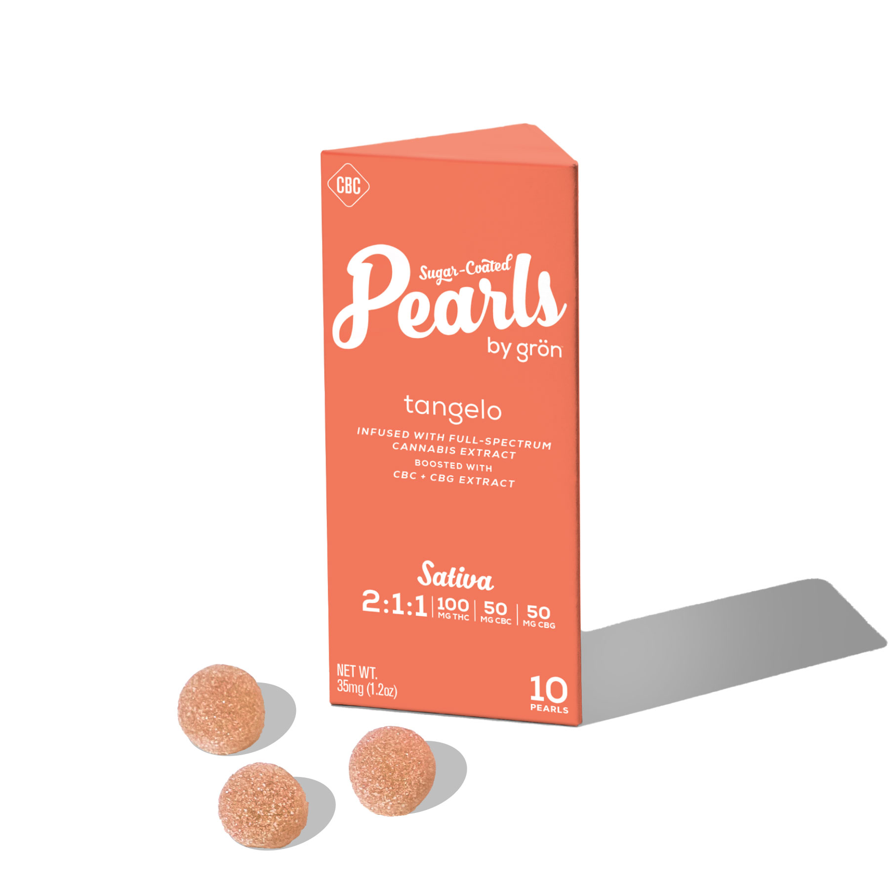 Photograph of product: Gummies | Pearls | Tangelo (2:1:1 TH-oui:CBG:CBC) | 10 pk