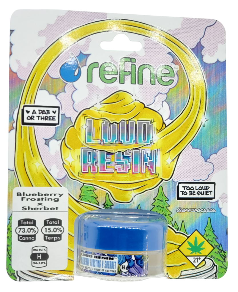 Photograph of product: Refine LOUD CON Blueberry Frosting x Sherbet Hydrocarbon Extract 1g
