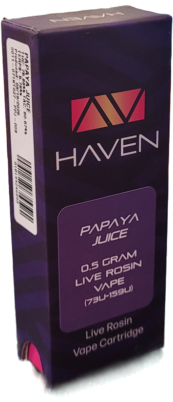 Photograph of product: Papaya Juice Live Rosin Vape Cart | Haven