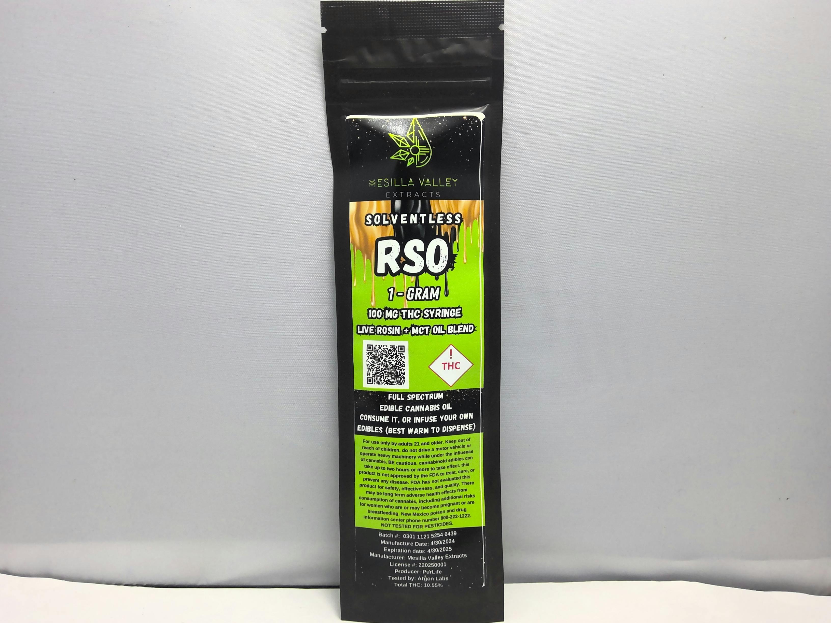 Photograph of product: RSO 100mg Syringe
