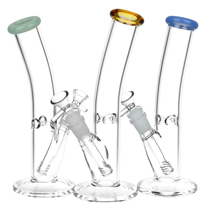 Photograph of product: Classic Bent Neck Straight Tube Glass Water Pipe - 9.75"
