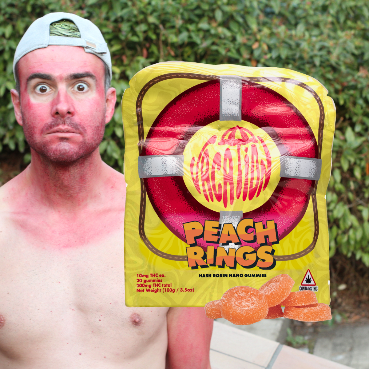 Photograph of product: A Vacation | Peach au chocolat Rosin NANO Gummies | 100mg