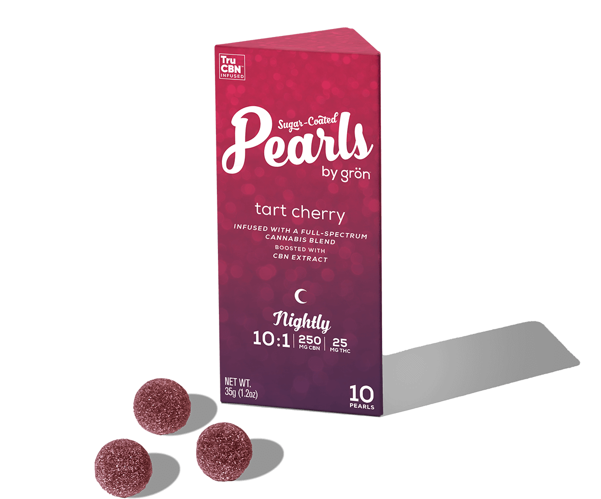 Photograph of product: Grn | Tart Cherry Pearls | 10 Pack 25mg  | 10:1 CBN:TH-oui