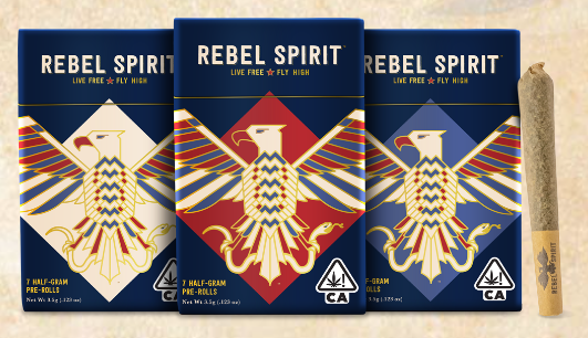 Photograph of product: REBEL SPIRIT | PRE-ROLL 10-PACK | COMPOUND FRACTURE / LEMON CHERRY DOSI