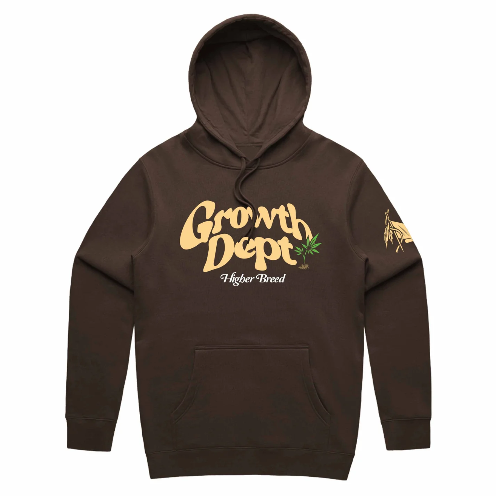 Photograph of product: M Hoodie | Growth Dept - Brown | Higher Breed