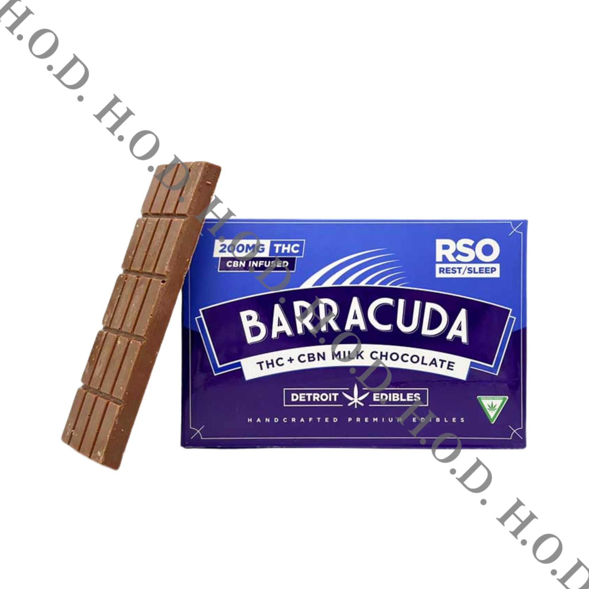Photograph of product: Detroit Edibles Milk Chocolate RSO Barracuda Bar TH-oui/CBN 200mg/50mg